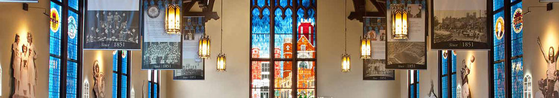 Stained glass windows in Dodd Hall